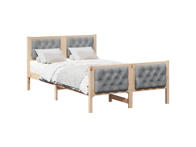  Lit double- lit adulte -  cadre de lit gris clair 120 x 190 cm pin massif  - Conforama B