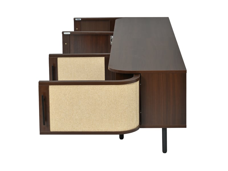  Ensemble meuble tv, buffet et meuble haut 180x40x45 cm mdf noyer  - Conforama D
