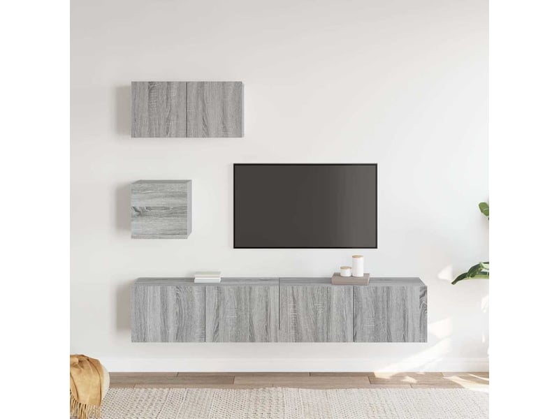  Ensemble de meubles tv 4 pcs sonoma gris bois d'ingénierie shl73256  - Conforama C