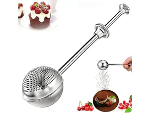 Saupoudreuse sucre glace et cacao en acier inoxydable 304 - tamis farine à une main avec manche à ressort - saupoudreuse à épousseter pour pâtisserie