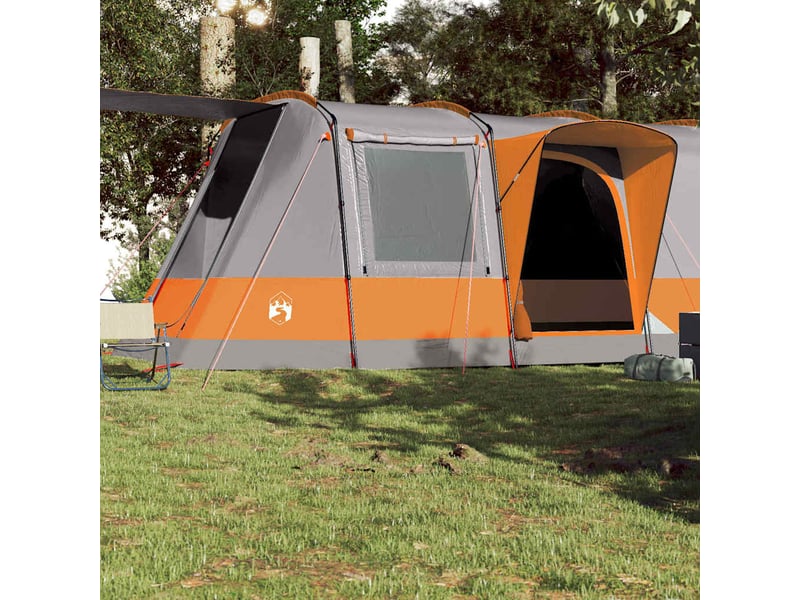  Tente de camping, tente tunnel 4 personnes gris et orange imperméable shl54940  - Conforama C