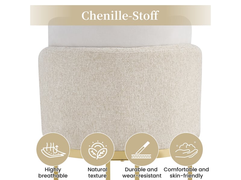  Lot de 4 chaises de salle à manger,61,5x53,5x86 cm,chenille,beige et doré  - Conforama E