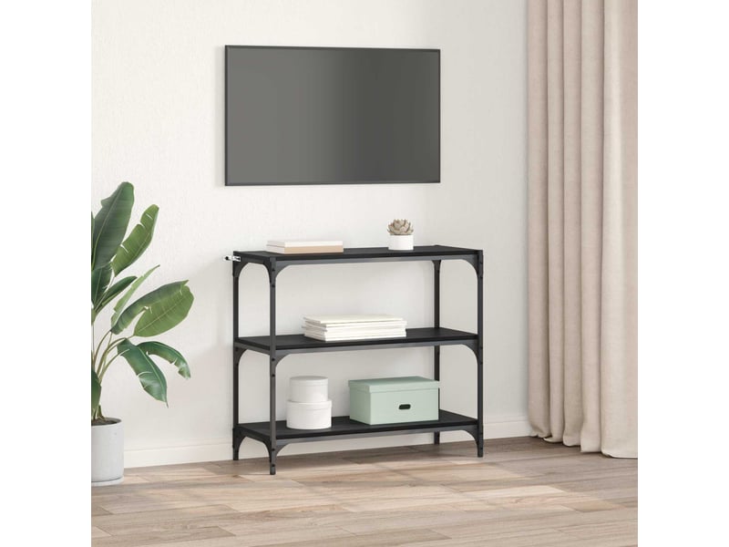 Bibliothèque, meuble de rangement salon chêne noir 80 x 33 x 70,5 cm  - Conforama D