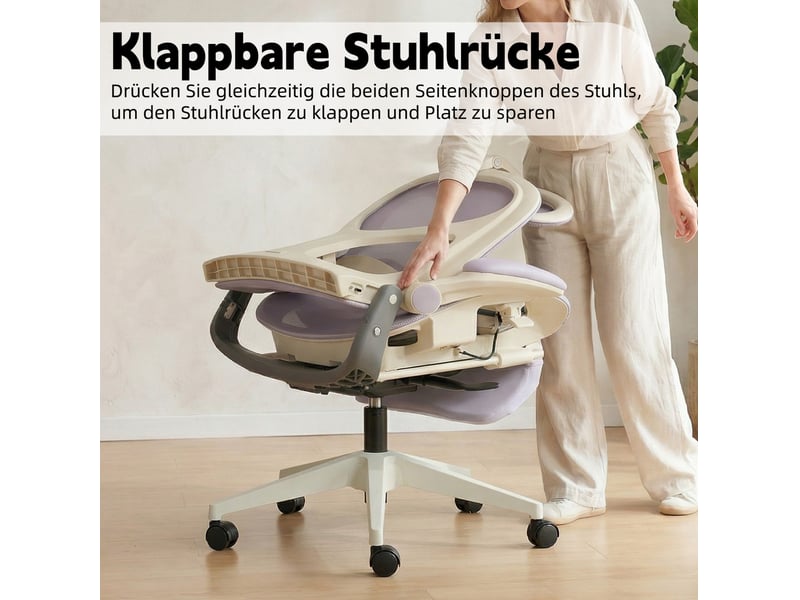  Fauteuil de bureau ergonomique pliable 62 x 48,5 x 129 cm – violet – appui-tête 3d et repose-pieds intégré  - Conforama E