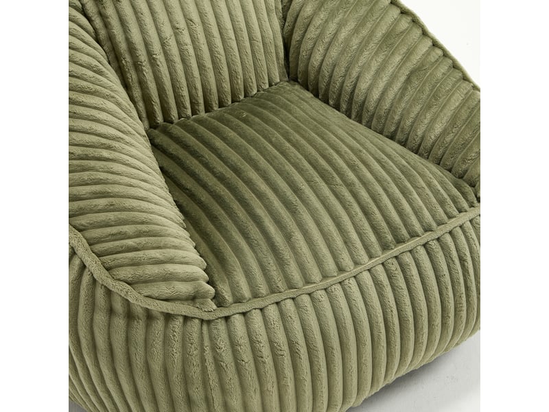 Pouf poire garni de mousse à mémoire de forme, peluche à rayures, moelleux et confortable, idéal pour les salons, émeraude - Conforama W