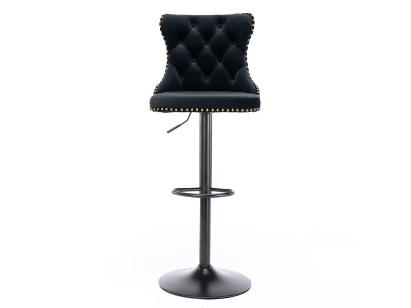  Lot de 2 tabourets de bar pivotants et réglables en velours noir  - Conforama A