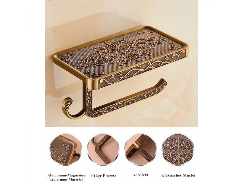  Porte-papier toilette mural 2 en 1 style vintage, bronze antique  - Conforama E