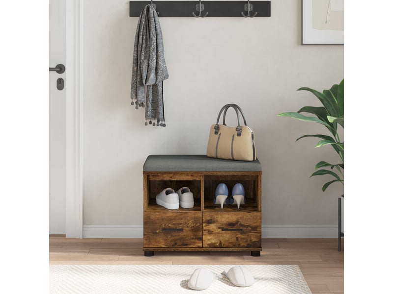  Banc d'entrée, banc interieur chêne fumé 60x38x46 cm  - Conforama D