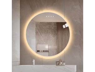 Miroir de salle de bain led rond antibuée intensité réglable argenté 80 cm