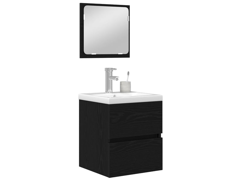  Ensemble de mobilier de salle de bain 2 pc chêne noir et blanc cf64115  - Conforama C