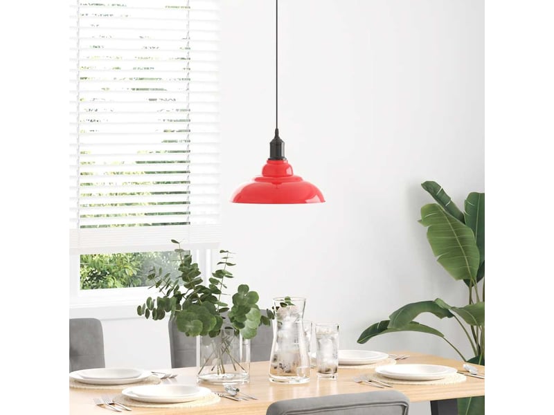  Lampe suspendue, suspension luminaire réglable hauteur e27 rouge brillant ø31cm métal  - Conforama C
