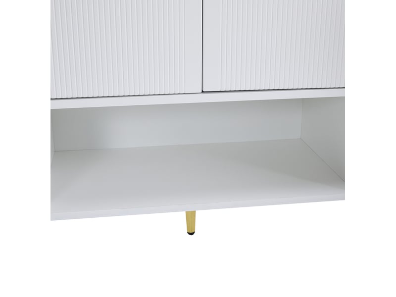  Meuble à chaussures avec 2 tiroirs, 4 portes et niche ouverte, pieds hauts, pour entrée, blanc, 130 × 37 × 100 cm  - Conforama E