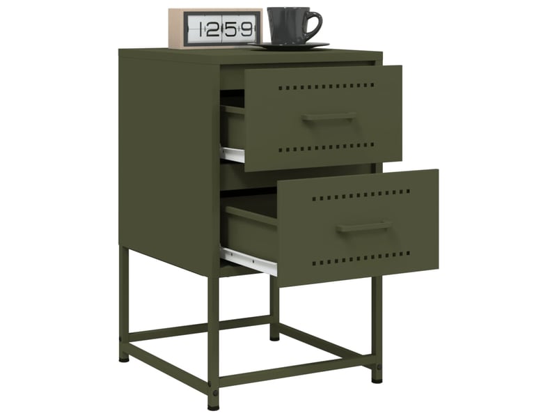  Lot de 2 tables de chevet - cabinet de chevet - table de nuit vert olive 36x39x60,5 cm acier  - Conforama C