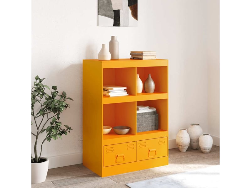 Buffet - bahut - meuble de rangement jaune moutarde 67x39x95 cm acier  - Conforama C