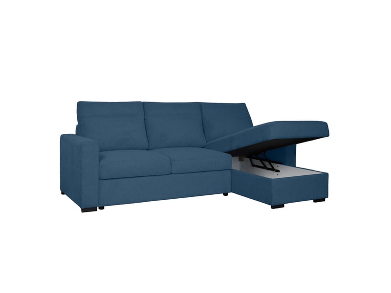  Canapé d'angle réversible solaro convertible avec coffre en tissu - bleu foncé SOLARO - Conforama C