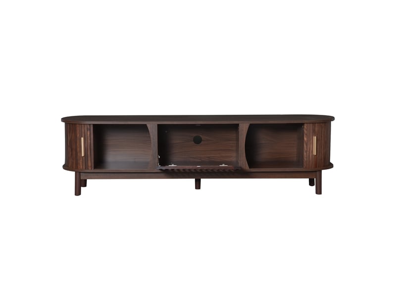  Meuble tv 165 cm marron avec portes coulissantes et abattante, pour tv jusqu'à 65 pouces, mdf  - Conforama D