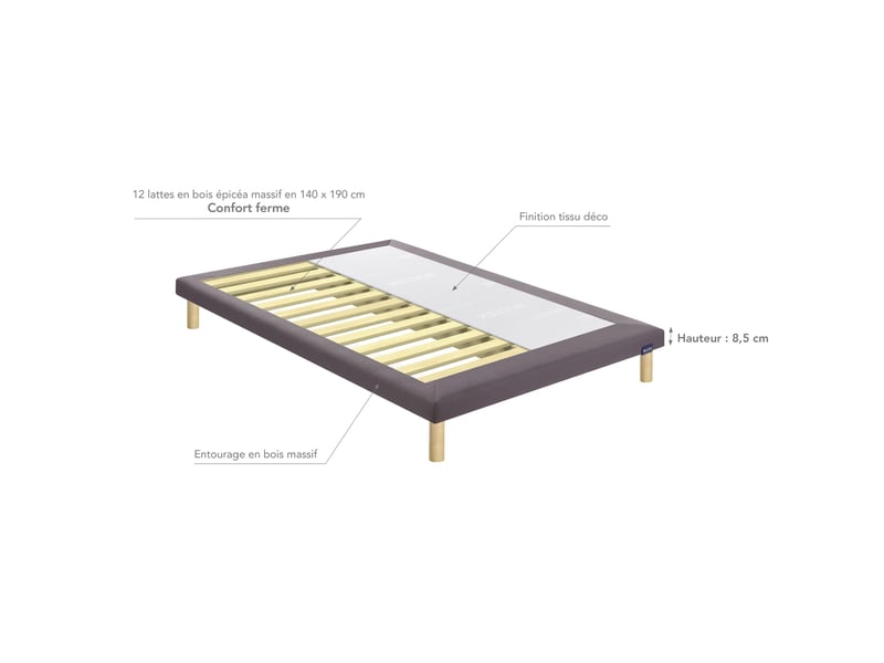  Sommier tapissier extra-plat 90x190 cm en bois massif tech - bultex  - Conforama D