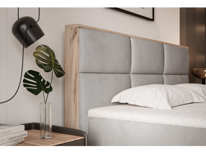  Lit coffre lavio - 180x200 cm - avec sommier et surmatelas - velours doux - gris LAVIO - Conforama D
