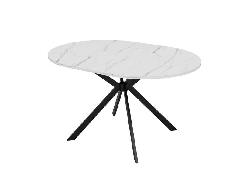  Table à manger extensible 100x100 140x100 cm – blanche – plateau ovale, rallonge intégrée, 4 à 6 personnes  - Conforama A