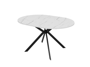 Table à manger extensible 100x100 140x100 cm – blanche – plateau ovale, rallonge intégrée, 4 à 6 personnes