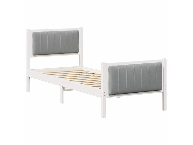  Lit simple- lit adulte -  cadre de lit blanc et gris clair 80 x 200 cm bois massif en pin  - Conforama A
