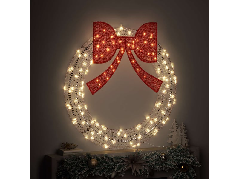 Couronne de noël, décoration de noël blanc chaud 120 x 120 x 10 cm pet 150 led cf61763 - Conforama C