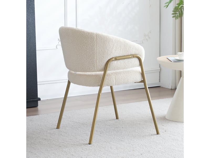  Chaises de salle à manger modernes - lot de 2 - velours blanc, finition dorée, pieds dorés  - Conforama E