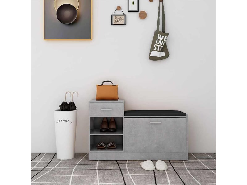 Banc à chaussures, meuble à chaussures gris béton 94,5x31x57 cm aggloméré  - Conforama B
