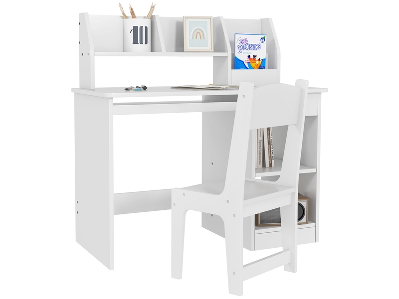 Ensemble bureau et chaise enfant avec rangement blanc 90 x 45 x 90 cm - Conforama A