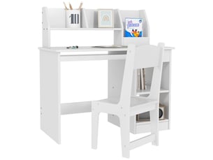 Ensemble bureau et chaise enfant avec rangement blanc 90 x 45 x 90 cm