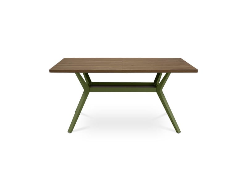  Table à manger 160cm pieds métal kaki et plateau finition noyer andrea ANDREA - Conforama A
