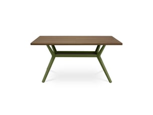 Table à manger 160cm pieds métal kaki et plateau finition noyer andrea