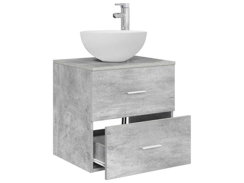  Meuble lavabo mural, meuble de rangement gris béton 49.5x35x63 cm  - Conforama C