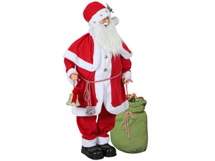 Figurine de père noël, debout de père noël rouge traditionnelle 140 cm avec sac de cadeaux, effets sonores et cloche