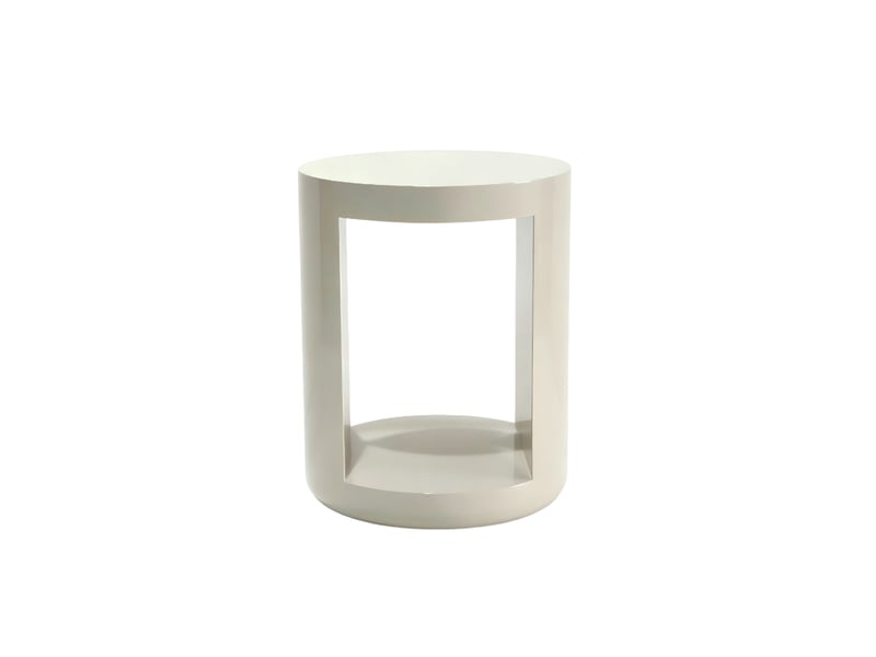  Table d'appoint laquée couleur latte crémeuse, haut brillant  - Conforama C