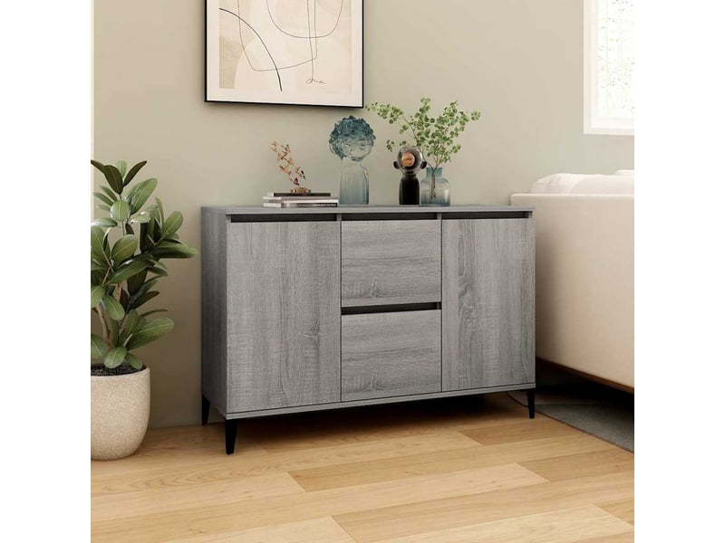  Buffet - bahut - meuble de rangement sonoma gris 102x35x70 cm bois d'ingénierie  - Conforama C