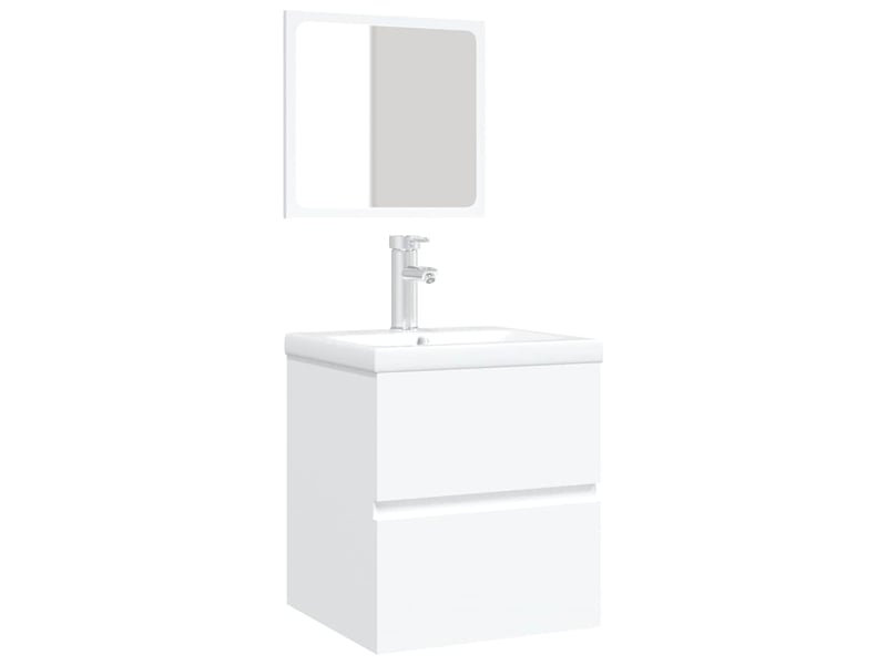 Armoire lavabo de salle de bain avec bassin et miroir blanc - Conforama C