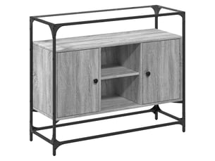 Buffet - bahut - meuble de rangement avec dessus en verre sonoma gris bois d'ingénierie