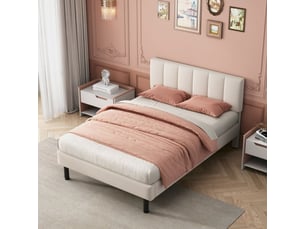 Lit 2 places 140x190 cm <strong>PHOEBE CAT</strong>  <strong></strong> coloris beige