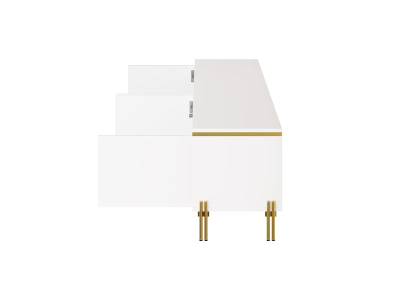  Ensemble meuble tv et table basse blanc 170x38x50 cm et 100x50x36 cm panneaux particules finition laquée rangement evarich - Conforama A
