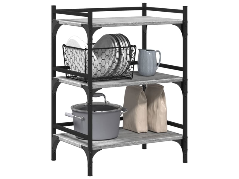 Chariot de cuisine, chariot de rangement sonoma gris 50x35x75,5 cm bois d'ingénierie - Conforama E
