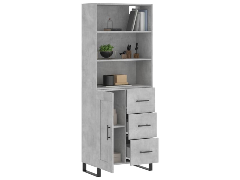  Buffet haut - bahut - meuble de rangement gris béton 69,5x34x180 cm bois d'ingénierie  - Conforama C