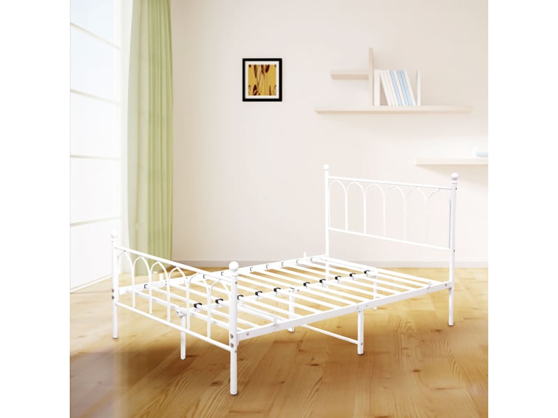  Lit enfant 90 x 200cm en métal blanc - style industriel avec sommier à lattes  - Conforama E