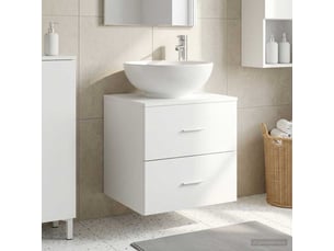Vanité de lavabo mural, meuble de rangement blanc 49.5x44.5x66.5 cm