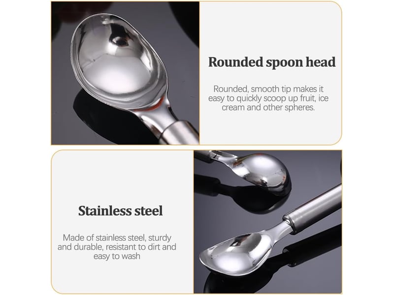  Cuillère à glace, en acier inoxydable, cuillère à biscuits, cuillère à melon, cônes scooper cones, outils spéciaux et gadgets, cuillère à crème glacée  - Conforama C