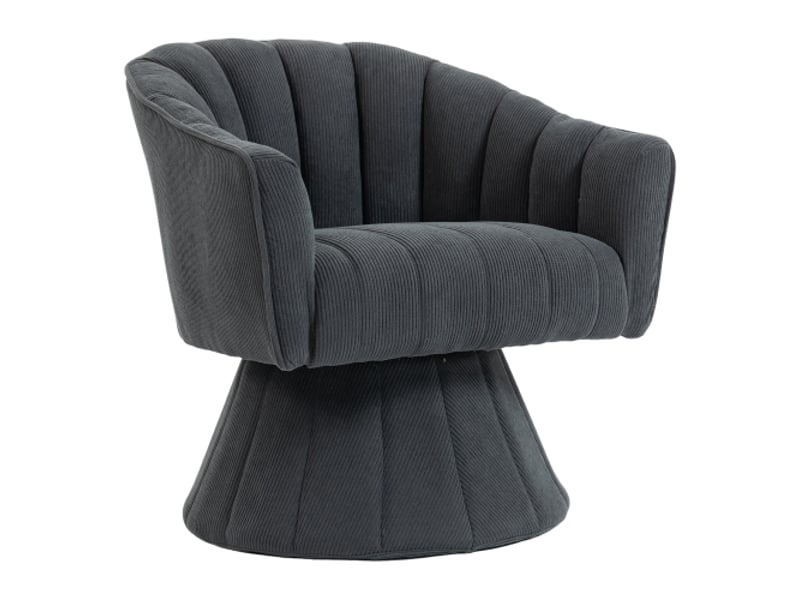  Fauteuil pivotant ergonomique - 360° - rembourrage épais - dossier enveloppant - velours côtelé Gris foncé - Conforama A