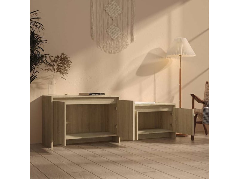  Meuble tv - banc tv - meuble de rangement chêne sonoma 146,5x35x50 cm bois d'ingénierie  - Conforama C
