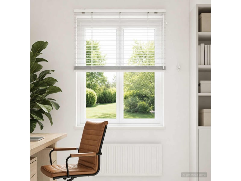  Store vénitien, store de fenêtre blanc 80 x 160 cm 35 mm bois de paulownia massif cf47826  - Conforama B