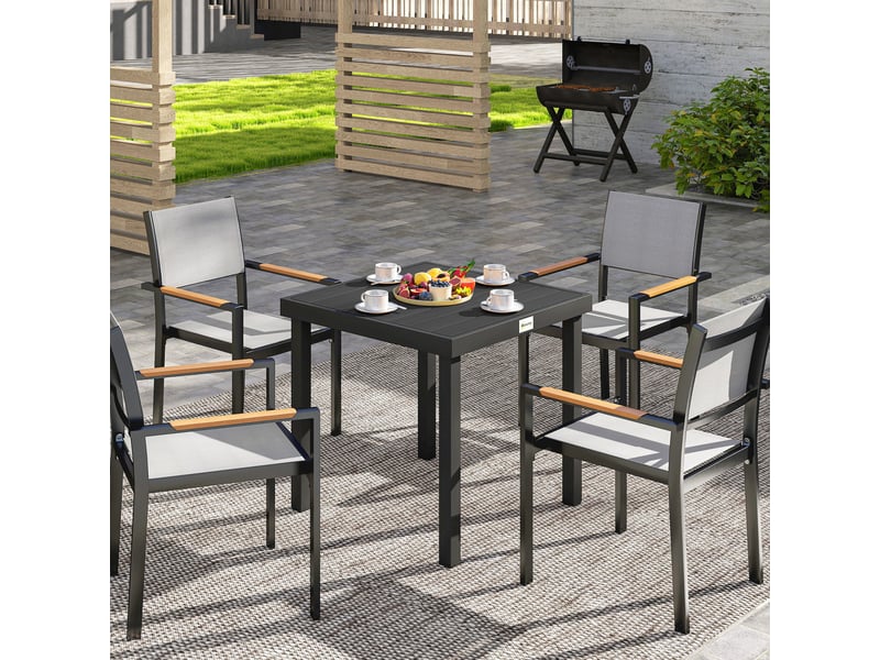  Table de jardintable à manger effet bois, 78 x 78 cm, noire  - Conforama D