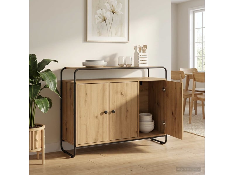  Buffet salon, buffet de rangement chêne artisanal 102x35x75 cm bois d'ingénierie shl66434  - Conforama B